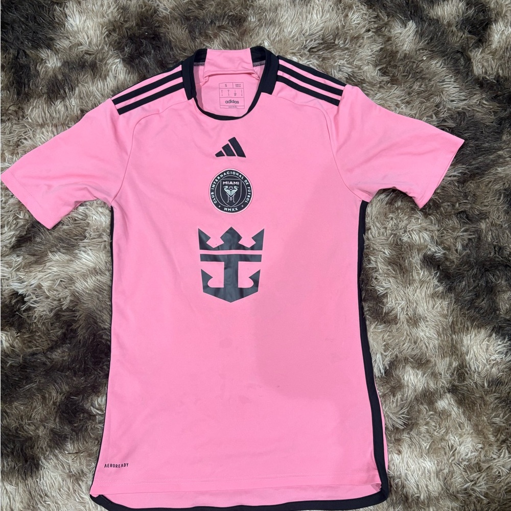 adidas Pink Youth Soccer Jersey with Black Details